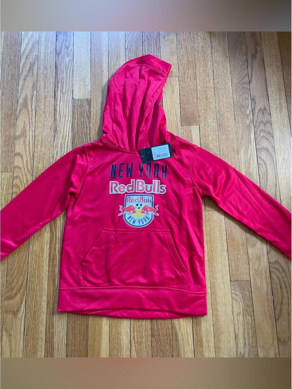 New York Red Bulls Youth 8 Red Pullover Hoodie Soccer MLS Fan Gear NWT Futbol